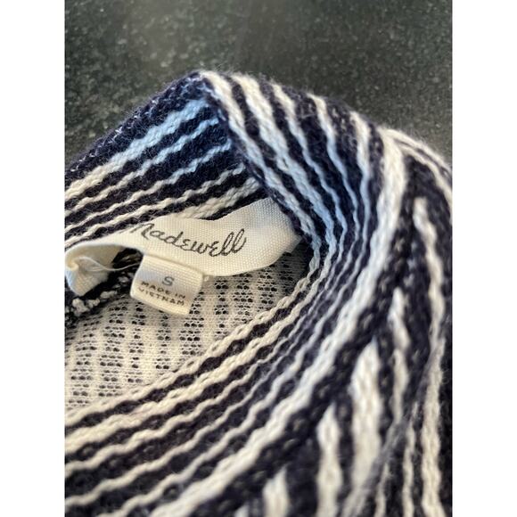 Madewell Navy/White Stripe hi-low tank. Mockneck, 100% Cotton SM - Picture 4 of 8